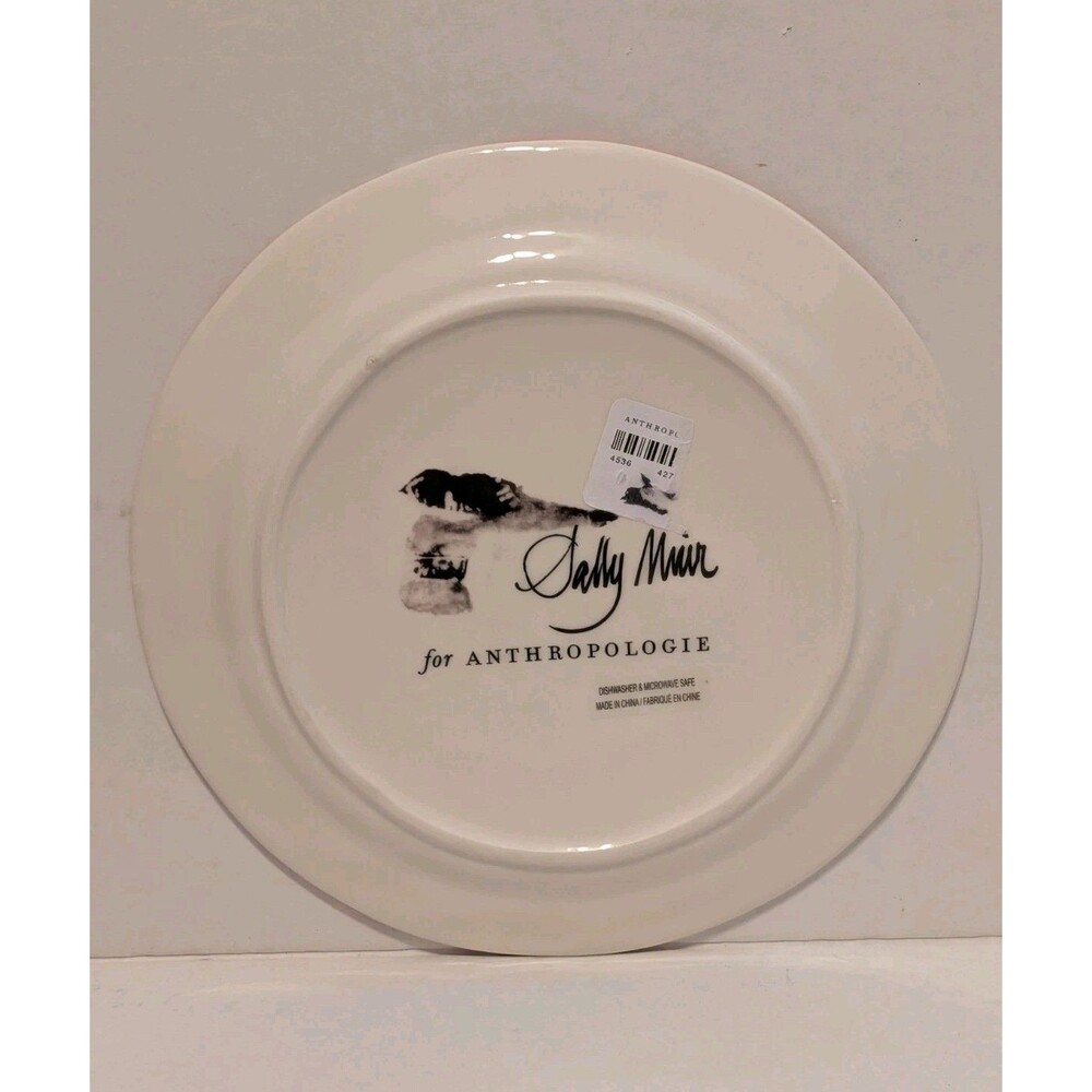 New Anthropologie Plate SALLY MUIR Dessert DOG-A-DAY Frenchie Bulldog Stoneware - Picture 6 of 8